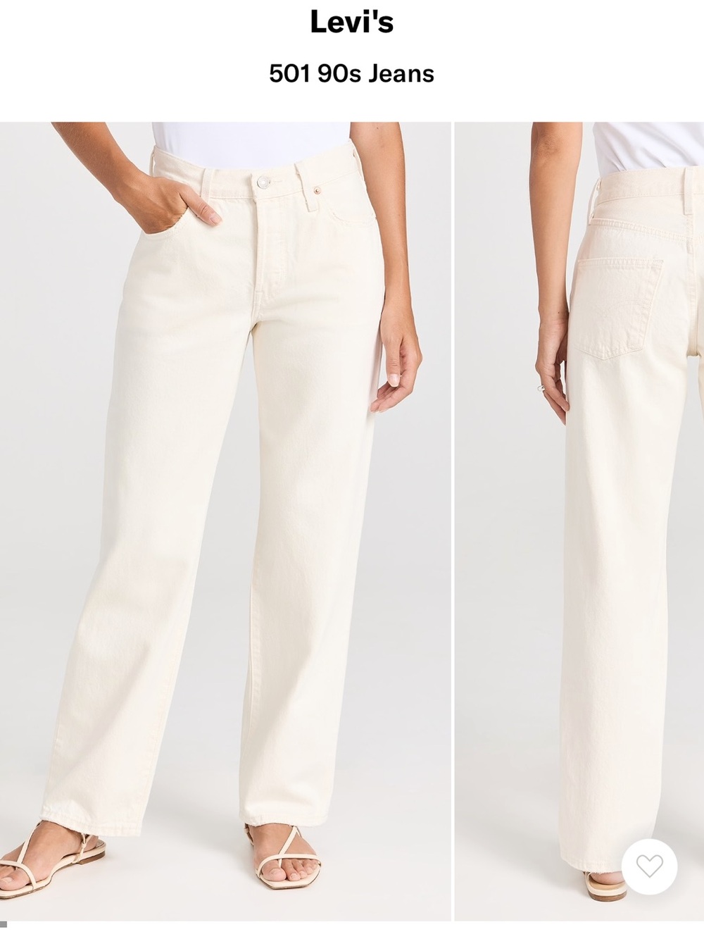 Levi's Straight-Leg 501 Jeans in Off-White/Cream